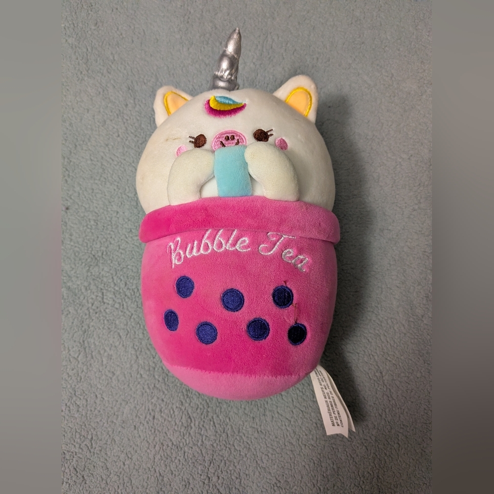 Cute Bubble Tea Cat Unicorn Plush
